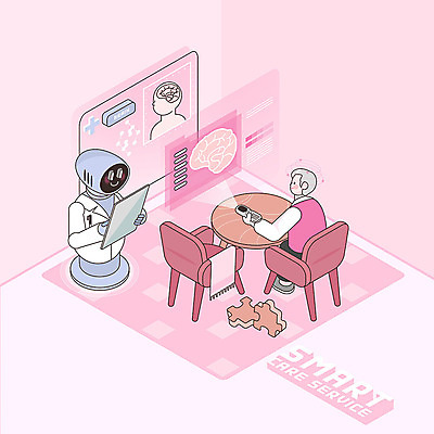 전신 PSD 라이프스타일 남자 분홍색 의자 일러스트 식탁 그래프 건강 한명 건강관리 퍼즐 스마트 로봇 뇌 아이소메트릭 치매 남자한명만 AI_인공지능 국내일러스트 1 컬러 가구 컨셉 탁자 관리 사람 생활 질병 남자만 파일형식