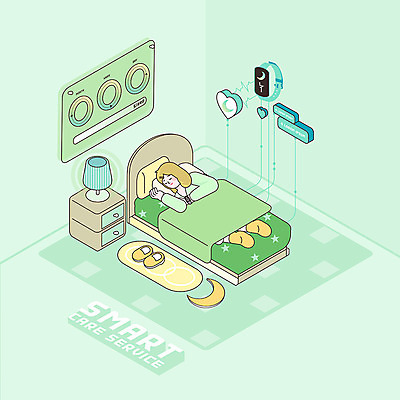 전신 PSD 라이프스타일 여자 시계 일러스트 그래프 조명 건강 한명 초록색 방 달 침대 잠 스마트 아이소메트릭 여자한명만 AI_인공지능 국내일러스트 자연요소 1 컬러 가구 컨셉 사람 생활 여자만 파일형식