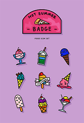 아이콘 아이스크림 디저트 여름음식 피자 사람없음 여름 세트 보라색 여러개 배지 팥빙수 소프트아이스크림 프라푸치노 제철음식 2D아이콘 AI파일 계절 커피 음식 컬러 다수 패스트푸드 서양음식 빙수 제철 파일형식 벡터 여름_계절