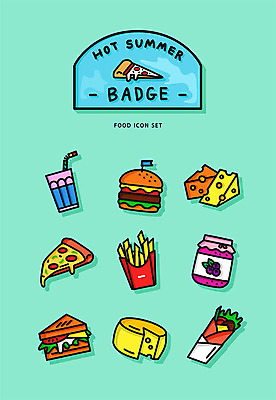 아이콘 음식 하늘색 치즈 피자 서양음식 샌드위치 사람없음 컵 여름 세트 여러개 감자튀김 햄버거 잼 배지 타코 2D아이콘 AI파일 식기 계절 다수 유제품 감자 패스트푸드 파란색 튀김 소스_음식 파일형식 벡터