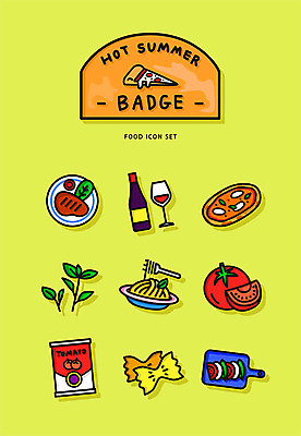 아이콘 음식 토마토 피자 파스타 스테이크 사람없음 연두색 여름 세트 와인 여러개 배지 바질 토마토소스 2D아이콘 AI파일 계절 다수 채소 주류 패스트푸드 서양음식 초록색 소스_음식 파일형식 벡터
