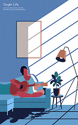 전신 여자 액자 연주 일러스트 한명 사람 앉기 성인 취미 파란색 소파 기타 스탠드 싱글라이프 얼굴없음 성인여자한명만 국내일러스트 AI파일 1 라이프스타일 음악 컬러 의자 모션 현악기 조명 여자한명만 성인여자만 파일형식 벡터