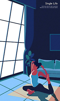 전신 여자 화분 일러스트 요가 창문 한명 사람 성인 파란색 소파 운동 매트 싱글라이프 얼굴없음 성인여자한명만 국내일러스트 AI파일 1 라이프스타일 웰빙 컬러 의자 건강 여자한명만 성인여자만 파일형식 벡터