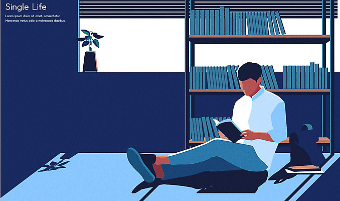 전신 남자 화분 가방 일러스트 창문 책장 한명 들기 사람 앉기 성인 책 파란색 독서 싱글라이프 얼굴없음 성인남자한명만 국내일러스트 AI파일 1 라이프스타일 잡화 컬러 가구 모션 남자한명만 성인남자만 파일형식 벡터