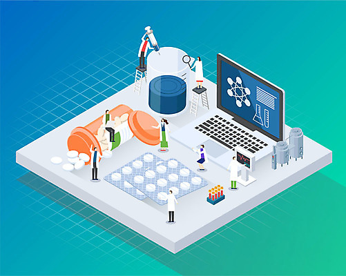 여자 남자 일러스트 실험 주사기 들기 사람 여러명 성인 노트북 알약 약 약병 연구원 비커 아이소메트릭 개발 연구소 성인만 신약_의학 국내일러스트 AI파일 직업 다수 의학 의료기기 모션 실험기구 전자제품 병_담는 파일형식 벡터