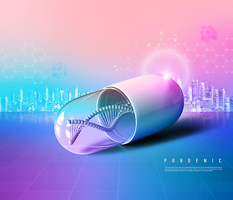 PSD 편집이미지 사람없음 건물 컬러풀 알약 바이러스 DNA 코로나바이러스 팬데믹 델타변이바이러스 이미지편집 건축물 컬러 약 생명공학 파일형식