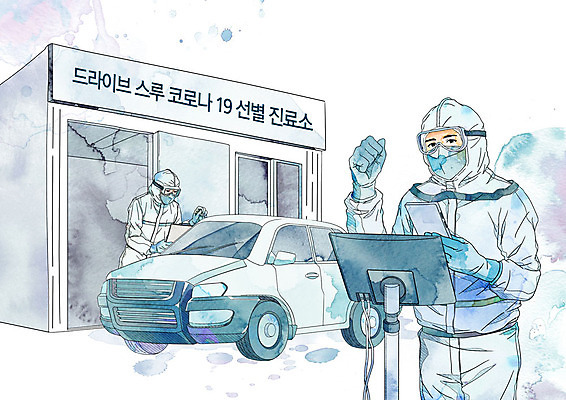 PSD 여자 남자 일러스트 의학 모바일 수채화 건강 마스크 상반신 성인 두명 건물 파란색 스마트폰 모니터 진료 의료진 전염병 원격의료 성인만 4차산업 드라이브스루 방역복 비대면서비스 주치의 생활방역 온택트 국내일러스트 직업 건축물 옷 산업 컬러 사람 핸드폰 스마트기기 컴퓨터 의사 질병 서비스 방역 원격 파일형식 언택트