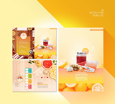 PSD 템플릿 표지디자인 북디자인 손 출판디자인 표지 ZIP 내지 리플렛 북커버 청진기 마늘 팜플렛 신체부위 알약 노란색 양손 차 온도계 체온계 찻잔 레몬 생강 강화 면역력 이미지템플릿 음료 컬러 채소 과일 의료기기 잔 사람 약 파일형식