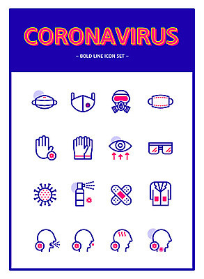 아이콘 손 옷 장갑 마스크 여러명 상반신 사람없음 파란색 반창고 열 바이러스 주머니 사회이슈 라인아이콘 스프레이 보안경 기침 방독면 소독 증상 콧물 안구 코로나바이러스 델타변이바이러스 2D아이콘 AI파일 잡화 컬러 다수 컨셉 사람 신체부위 의료용품 안전장비 생리현상 파일형식 벡터