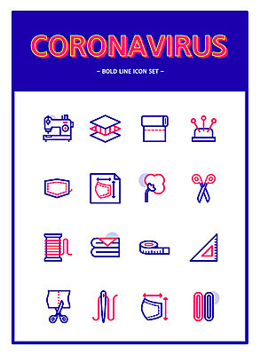 아이콘 가위 줄자 사람없음 파란색 직물 고무줄 면 바늘 실 솜 재봉틀 사회이슈 라인아이콘 만들기 삼각자 재단 재단가위 1000 코로나바이러스 델타변이바이러스 2D아이콘 AI파일 컬러 컨셉 모션 문구용품 가위_도구 자 숫자 도구 바이러스 파일형식 벡터