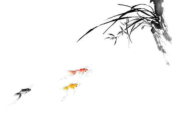 PSD 꽃 일러스트 캘리그라피 붓터치 어류 사람없음 물 난초 동양화 언덕 금붕어 번짐 사군자 국내일러스트 자연요소 식물 미술 수중동물 파일형식 효과