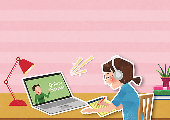 PSD 여자 교육 분홍색 일러스트 수업 모바일 한명 노트북 스탠드 기록 사회이슈 온라인 에듀 에듀케이션 온라인강의 여자한명만 스쿨팩 사회적거리두기 원격수업 온라인개학 온택트 국내일러스트 1 캠페인 컬러 컨셉 조명 사람 전자제품 강의 개학 원격 여자만 파일형식 언택트