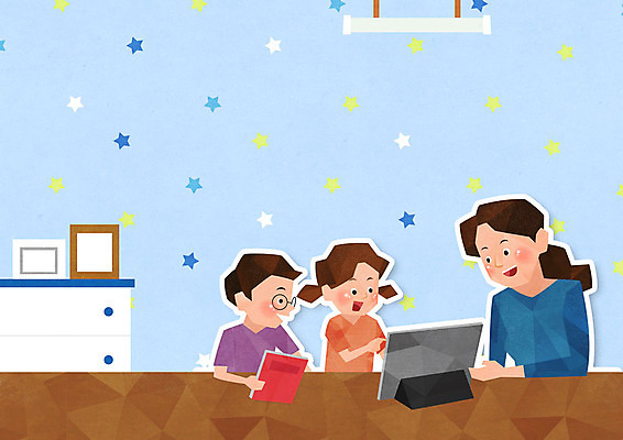 PSD 여자 교육 남자 딸 아들 어린이 일러스트 엄마 수업 모바일 소녀 소년 상반신 성인 세명 파란색 부모 태블릿 사회이슈 온라인 에듀 에듀케이션 온라인강의 스쿨팩 사회적거리두기 원격수업 온라인개학 온택트 국내일러스트 캠페인 컬러 컨셉 가족 사람 전자제품 스마트기기 강의 개학 원격 파일형식 언택트