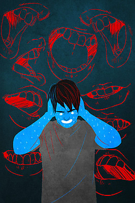 PSD 남자 일러스트 한명 사람 상반신 성인 입 귀막기 불안 욕설 정신병 정신질환 험담 성인남자한명만 조현병 국내일러스트 1 감정 손짓 신체부위 질병 남자한명만 성인남자만 파일형식