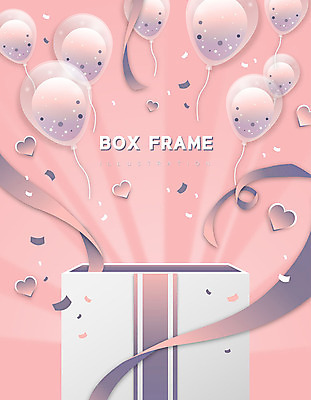 리본 분홍색 일러스트 프레임 선물 사람없음 선물상자 상자 하트 풍선 깜짝선물 프레임일러스트 국내일러스트 AI파일 모양 컬러 파일형식 벡터