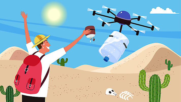 구름 남자 일러스트 배낭 뼈 해골 선인장 한명 사람 상반신 성인 태양 손들기 여행객 사막 물통 로봇 배송 전달 드론 성인남자한명만 자율주행 모빌리티 국내일러스트 AI파일 자연요소 식물 1 교통수단 가방 모션 운전 남자한명만 성인남자만 파일형식 벡터 4차산업