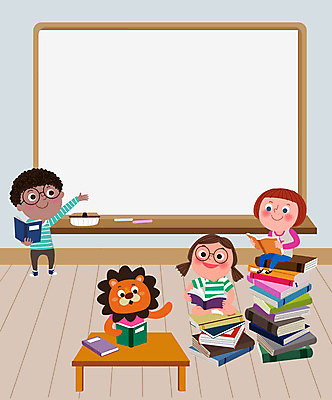 전신 캐릭터 여자 어린이교육 교육 남자 어린이 일러스트 교실 프레임 소녀 소년 책 세명 독서 귀여움 유치원 사자 화이트보드 에듀 에듀케이션 프레임일러스트 어린이만 스쿨팩 국내일러스트 일러캐릭터 AI파일 컨셉 포유류 학교 사람 파일형식 벡터