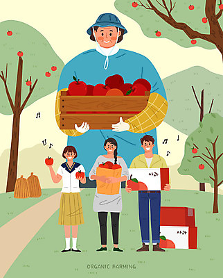 전신 나무 여자 남자 일러스트 선물 들기 사람 여러명 상반신 성인 초록색 상자 구매 사과 농부 과수원 고객 유기농 사과상자 성인만 국내일러스트 AI파일 식물 직업 웰빙 컬러 다수 농업 과일 모션 쇼핑 파일형식 벡터