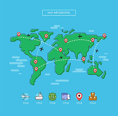 세계지도 지도 일러스트 비행기 사람없음 파란색 상자 인포그래픽 트럭 화물 택배 위치 경로 수입 선박 국내일러스트 AI파일 컬러 수상교통 항공교통 자동차 대중교통 세계 운송업 파일형식 벡터