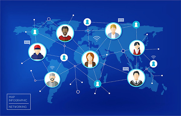 여자 남자 세계지도 지도 일러스트 커뮤니케이션 사람모양 사람 인종 파란색 세계 인포그래픽 네트워크 커뮤니티 네트워킹 국내일러스트 AI파일 모양 컬러 파일형식 벡터