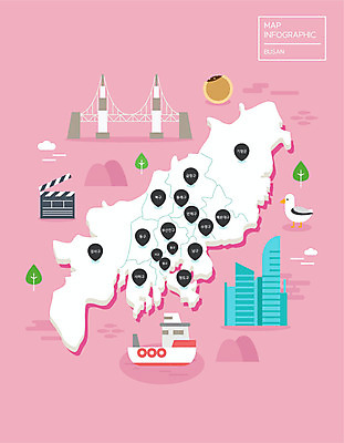 분홍색 지도 일러스트 갈매기 빌딩 사람없음 인포그래픽 겨울음식 겨울간식 지역 부산 광안대교 랜드마크 영화제 호떡 가교 선박 제철음식 부산타워 국내일러스트 AI파일 건축물 음식 컬러 수상교통 겨울 조류 디저트 한국 건물 다리_건축물 전망대 제철 파일형식 벡터