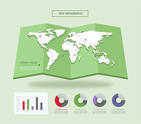 세계지도 지도 일러스트 그래프 사람없음 초록색 인포그래픽 막대그래프 원그래프 국내일러스트 AI파일 컬러 세계 파일형식 벡터