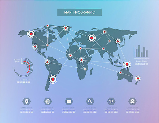선 세계지도 지도 일러스트 그래프 사람없음 인포그래픽 점 국내일러스트 AI파일 세계 파일형식 벡터
