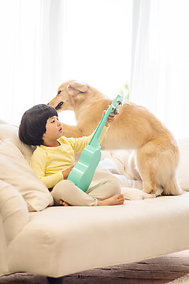 포토 JPG 전신 한마리 남자 반려견 어린이 연주 놀이 함께함 실내 한명 앉기 옆모습 반려동물 소파 한국인 골든리트리버 강아지 우쿨렐레 즐거움 반려 소년한명만 국내포토 동물 1 감정 음악 뷰포인트 컨셉 의자 모션 현악기 사람 동양인 내부 개 리트리버 남자한명만 소년만 파일형식