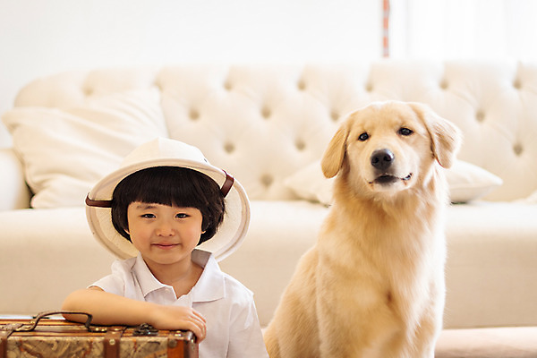포토 JPG 한마리 남자 반려견 어린이 여행 함께함 실내 한명 미소 앉기 상반신 앞모습 반려동물 소파 여행가방 한국인 골든리트리버 강아지 즐거움 설레임 반려 소년한명만 국내포토 동물 1 감정 뷰포인트 컨셉 의자 가방 모션 표정 사람 동양인 내부 개 리트리버 남자한명만 소년만 파일형식