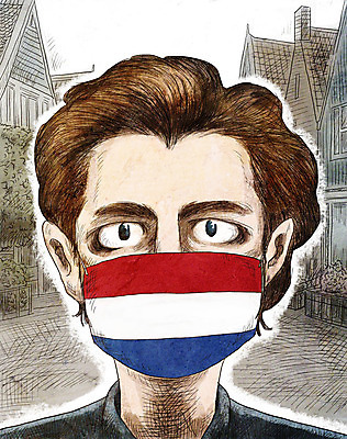 PSD 외국인 남자 일러스트 마스크 한명 안전 인종 상반신 성인 바이러스 국기 질병 감기 사회이슈 네델란드 네덜란드국기 인플루엔자 성인남자한명만 코로나바이러스 델타변이바이러스 국내일러스트 1 유럽 컨셉 의학 사람 남자한명만 성인남자만 파일형식