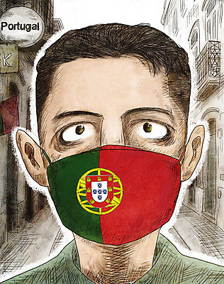 PSD 외국인 남자 일러스트 마스크 한명 안전 인종 상반신 성인 바이러스 국기 질병 감기 포르투갈 사회이슈 인플루엔자 포르투갈국기 성인남자한명만 코로나바이러스 델타변이바이러스 국내일러스트 1 유럽 컨셉 의학 사람 남자한명만 성인남자만 파일형식