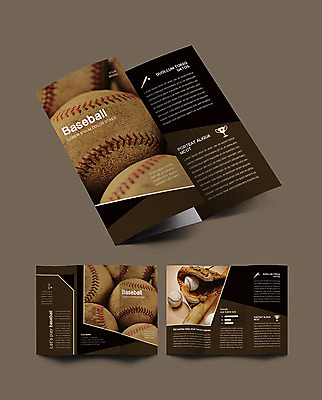 템플릿 표지디자인 표지 ZIP 내지 리플렛 스포츠 3단접지 팜플렛 사람없음 갈색 야구 야구방망이 야구글러브 야구공 인디자인 INDD 이미지템플릿 컬러 공 구기 야구용품 글러브 파일형식
