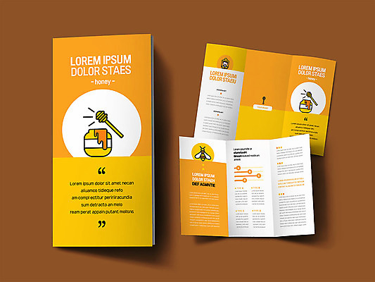 템플릿 표지디자인 표지 ZIP 내지 음식 리플렛 3단접지 건강 팜플렛 사람없음 주황색 꿀 양봉 인디자인 INDD 이미지템플릿 컬러 파일형식