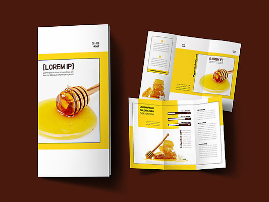 템플릿 표지디자인 표지 ZIP 내지 음식 리플렛 3단접지 건강 팜플렛 사람없음 노란색 꿀 허니디퍼 인디자인 INDD 이미지템플릿 컬러 도구 파일형식