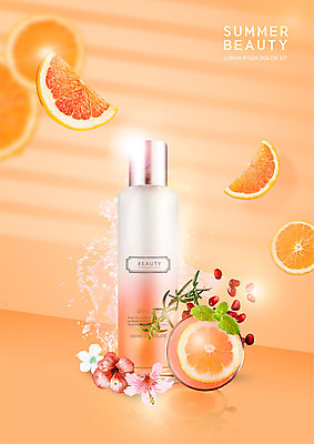 PSD 편집이미지 꽃 오렌지 귤 사람없음 물 여름 햇빛 뷰티 주황색 화장품 석류 패키지 천연화장품 이미지편집 자연요소 식물 계절 컬러 과일 태양 파일형식