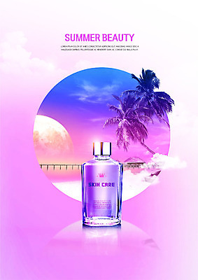 PSD 편집이미지 바다 야경 해변 사람없음 여름 야자수 햇빛 뷰티 보라색 화장품 달 향수 스킨 패키지 스킨케어 야자수잎 이미지편집 자연요소 나무 계절 컬러 잎 태양 야간 파일형식 풍경_경치