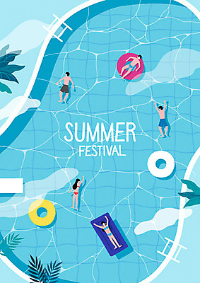 전신 여자 남자 일러스트 휴식 수영장 사람 여러명 성인 여름 파란색 바캉스 하이앵글 수영 튜브 성인만 여름축제 호캉스 국내일러스트 AI파일 계절 뷰포인트 컬러 다수 컨셉 휴가 축제 수상스포츠 파일형식 벡터 여름_계절