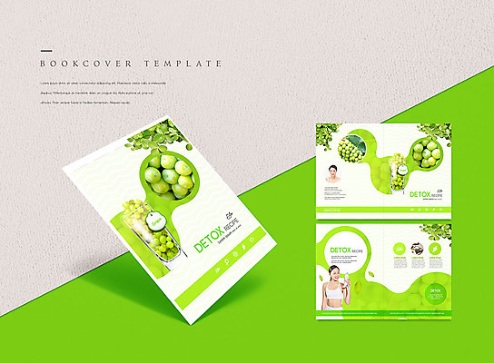 PSD 템플릿 표지디자인 북디자인 출판디자인 여자 표지 ZIP 내지 리플렛 다이어트 채소 북커버 과일 포도 유리병 들기 사람 팜플렛 20대 성인 두명 초록색 한국인 물병 몸매 성인여자만 디톡스 이미지템플릿 컬러 모션 병_용기 건강 동양인 청년 물통 여자만 성인만 파일형식