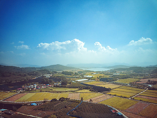 포토 JPG 주간 구름 여행 하늘 한국 논 풍경 사람없음 야외 관광지 하이앵글 추수 벼 가을 항공촬영 논산 곡식저장고 국내여행 전경 국내포토 자연요소 계절 아시아 뷰포인트 농업 곡류 충청남도 저장소 파일형식 탑뷰