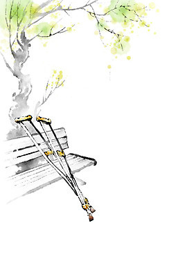 PSD 나무 잎 벤치 의자 일러스트 캘리그라피 붓터치 사람없음 도움 번짐 목발 장애 보조기구 국내일러스트 식물 가구 컨셉 의료기기 기구 파일형식 효과