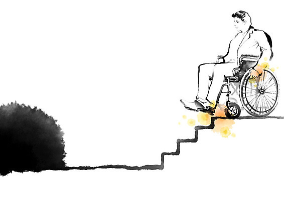 전신 PSD 남자 일러스트 캘리그라피 붓터치 한명 사람 앉기 성인 계단 도움 장애물 장애인 휠체어 번짐 장애 곤란 보조기구 국내일러스트 1 컨셉 모션 기구 파일형식 효과