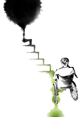 PSD 남자 일러스트 캘리그라피 붓터치 한명 사람 앉기 성인 계단 도움 장애물 장애인 휠체어 오르기 번짐 장애 보조기구 국내일러스트 1 컨셉 모션 기구 파일형식 효과