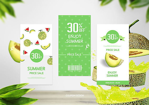 PSD 편집이미지 라이프스타일 과일 사람없음 초록색 여름 쇼핑 세일 멜론 쿠폰 바코드 이미지편집 계절 컬러 생활 파일형식