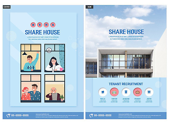 템플릿 부부 여자 할아버지 노년 남자 ZIP 리플렛 창문 주택 사람 여러명 청년 성인 파란색 전단템플릿 전단 인디자인 INDD 쉐어하우스 이미지템플릿 커플 컬러 다수 건물 홍보물 파일형식 공유경제