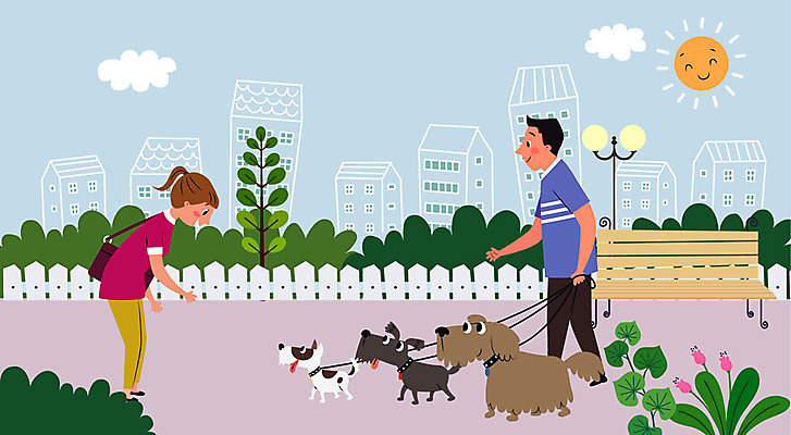 전신 나무 구름 공원 여자 남자 반려견 가로등 벤치 의자 일러스트 세마리 사람 두명 울타리 태양 산책 인사 개 강아지 돌봄 반려 펫시터 돌봄서비스 국내일러스트 AI파일 자연요소 식물 직업 공공시설 가구 포유류 모션 휴식 3 담장 반려동물 예절 서비스 파일형식 벡터