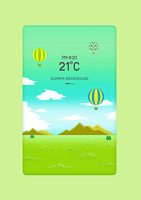 PSD 나무 백그라운드 일러스트 산 초원 사람없음 초록색 여름 열기구 시간 언덕 온도 국내일러스트 식물 계절 컬러 항공교통 파일형식