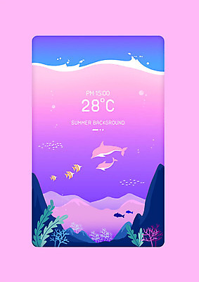 PSD 바다 백그라운드 여러마리 일러스트 어류 사람없음 여름 보라색 바닷속 시간 해초 돌고래 온도 국내일러스트 계절 컬러 다수 포유류 수중 수중동물 해조류 파일형식