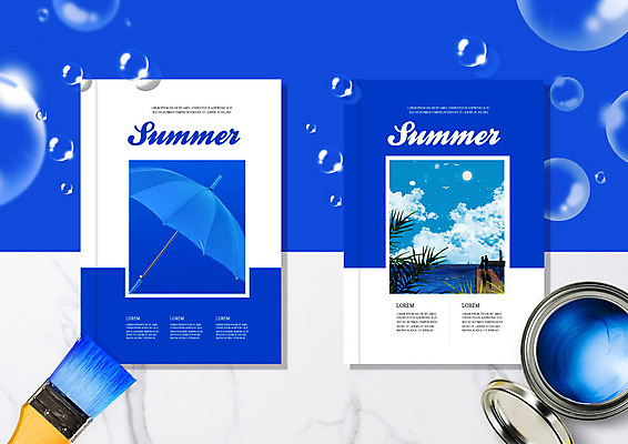 PSD 편집이미지 표지디자인 북디자인 출판디자인 표지 북커버 우산 팜플렛 해변 사람없음 여름 파란색 페인트 비눗방울 페인트붓 감성 이미지편집 계절 바다 컬러 컨셉 붓 파일형식