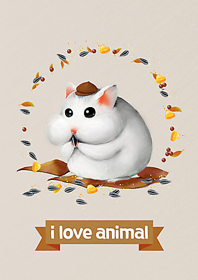 PSD 한마리 일러스트 사람없음 갈색 귀여움 햄스터 반려 해바라기씨 국내일러스트 1 컬러 컨셉 씨앗 반려동물 설치류 파일형식