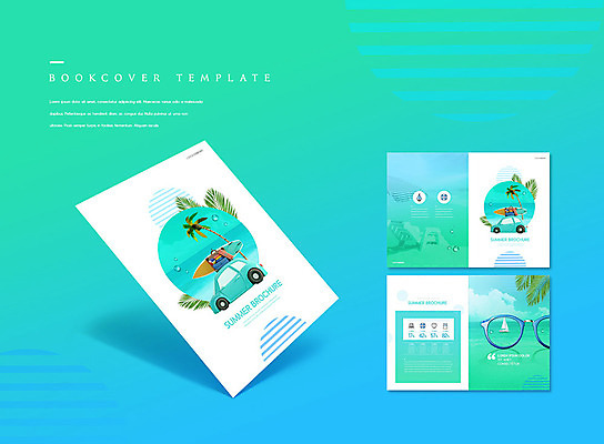 PSD 템플릿 표지디자인 북디자인 출판디자인 표지 ZIP 내지 리플렛 바다 북커버 자동차 휴가 팜플렛 사람없음 여름 파란색 선글라스 야자수 파라솔 서핑보드 보트 민트색 이미지템플릿 나무 계절 안경 육상교통 컬러 배_교통 보드_스포츠 파일형식